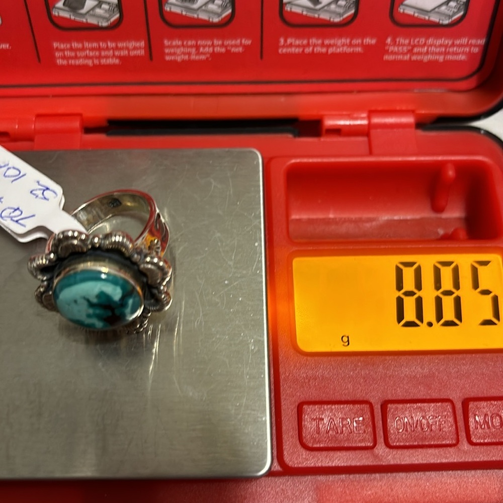 No. 8 mine. NEW STERLING SILVER no. 8 mine turquoise    Size 9 adjustable - Picture 7 of 10